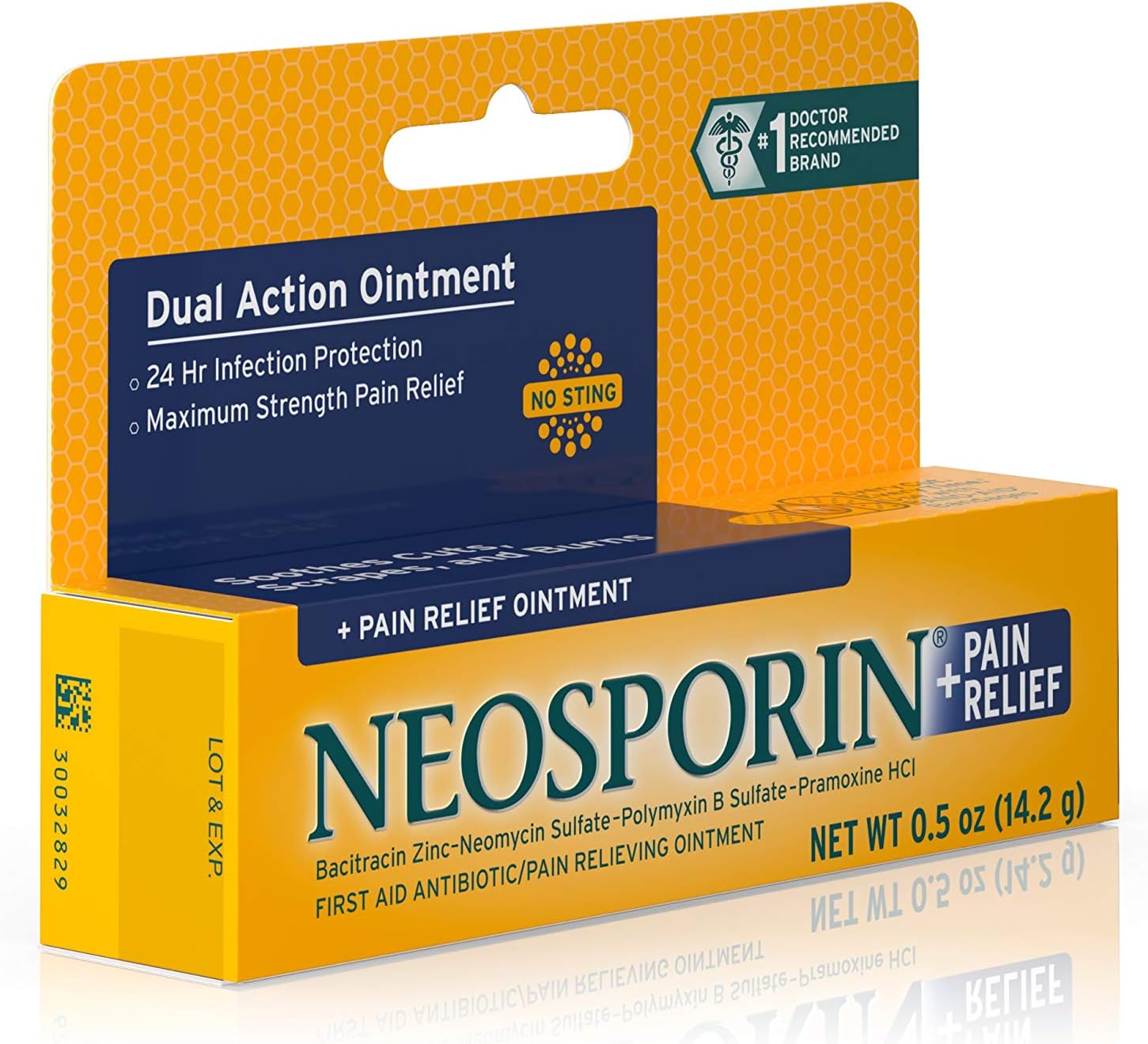 Neosporin + Maximum-Strength Pain Relief Dual Action Ointment, First Aid Topical Antibiotic & Analgesic Ointment for 24-Hour Infection Protection with Bacitracin Zinc & Pramoxine HCl,.5 oz(Pack of 7)