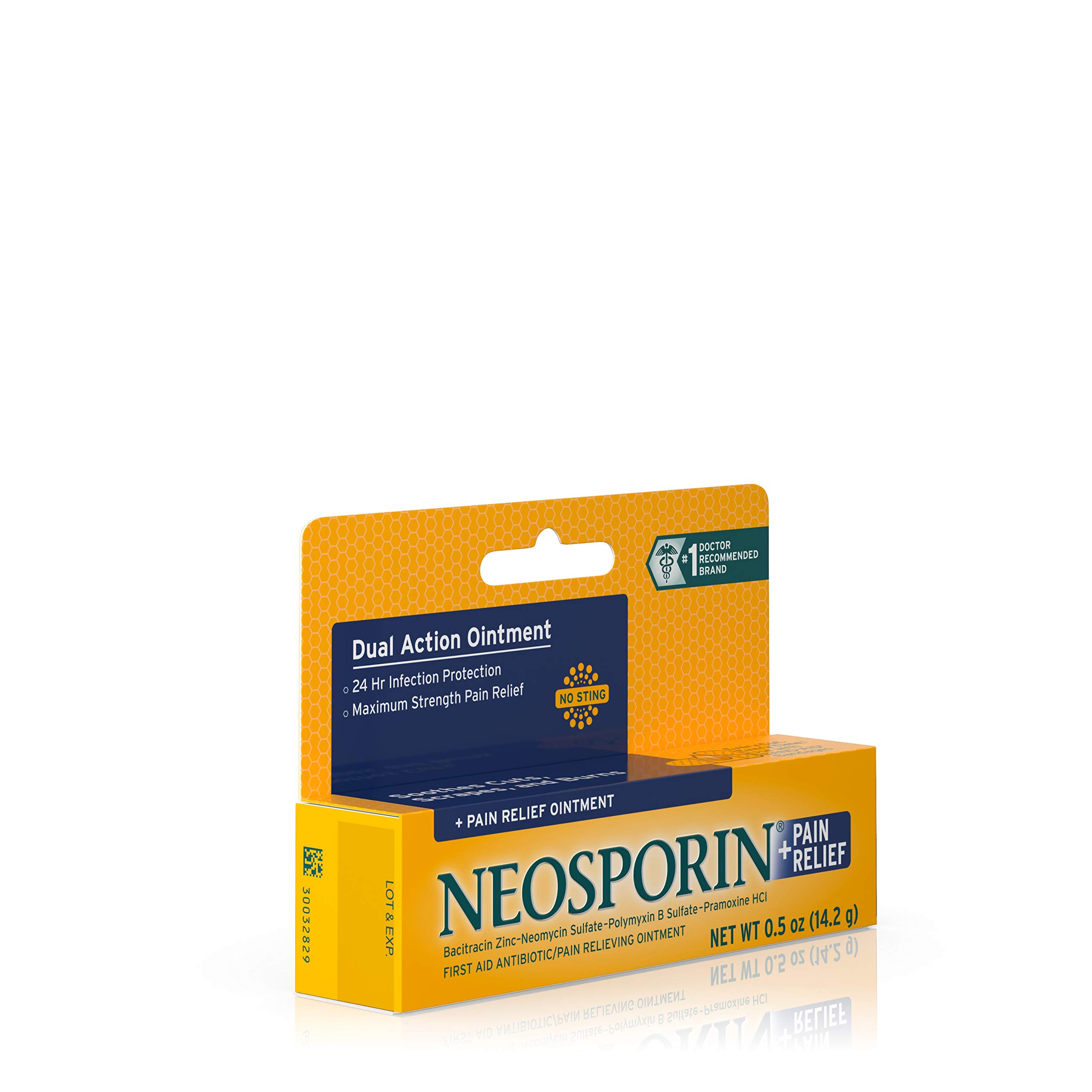 Neosporin + Maximum-Strength Pain Relief Dual Action Ointment, First Aid Topical Antibiotic & Analgesic Ointment for 24-Hour Infection Protection with Bacitracin Zinc & Pramoxine HCl,.5 oz(Pack of 7)