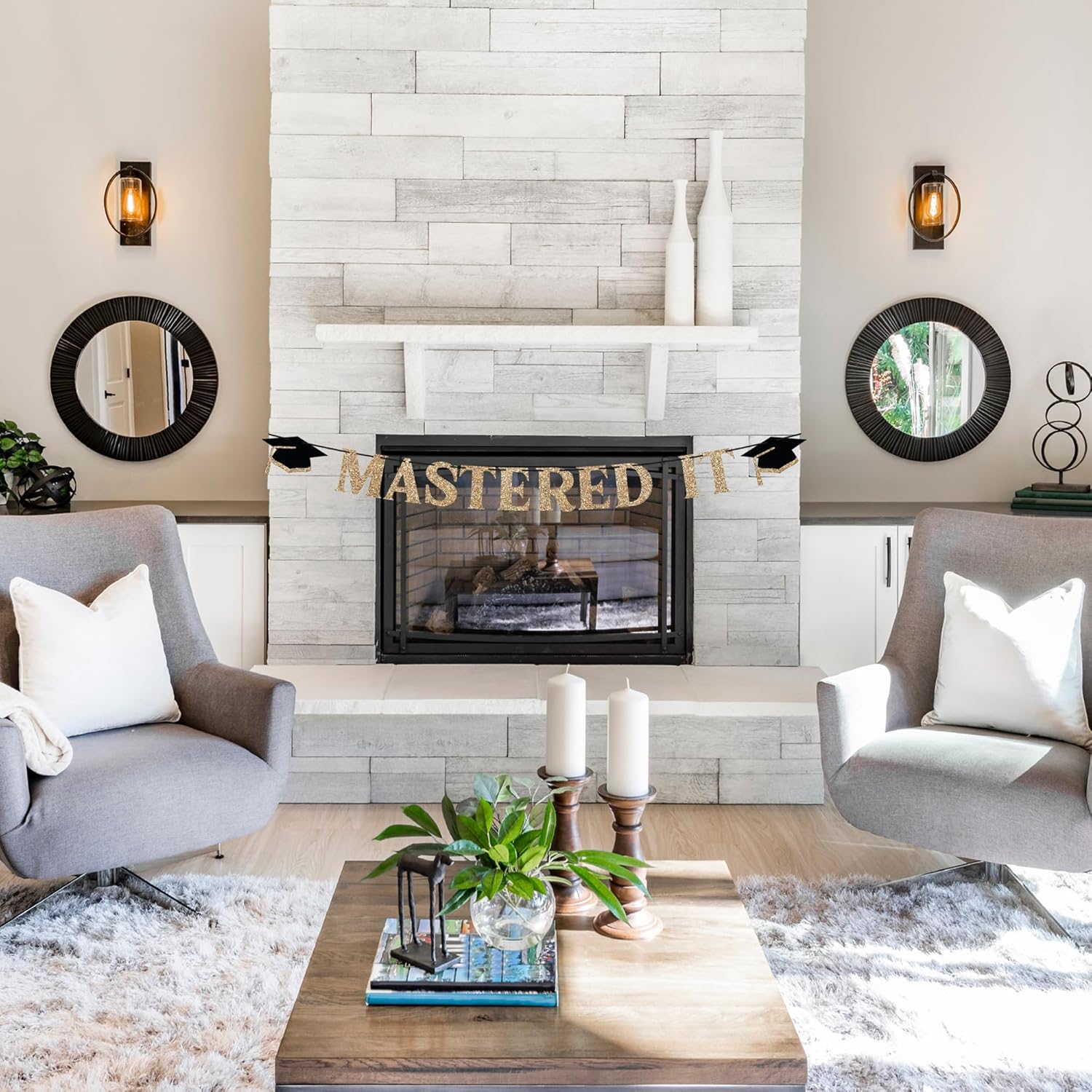 Pre-strung Mastered It Banner - No DIY - Gold Glitter Graduation Party Banner - Pre-strung Garland on 10 ft Strand - Gold Grad Congrats Class of 2026 Party Decorations & Decor. Did We Mention No DIY - Image 7