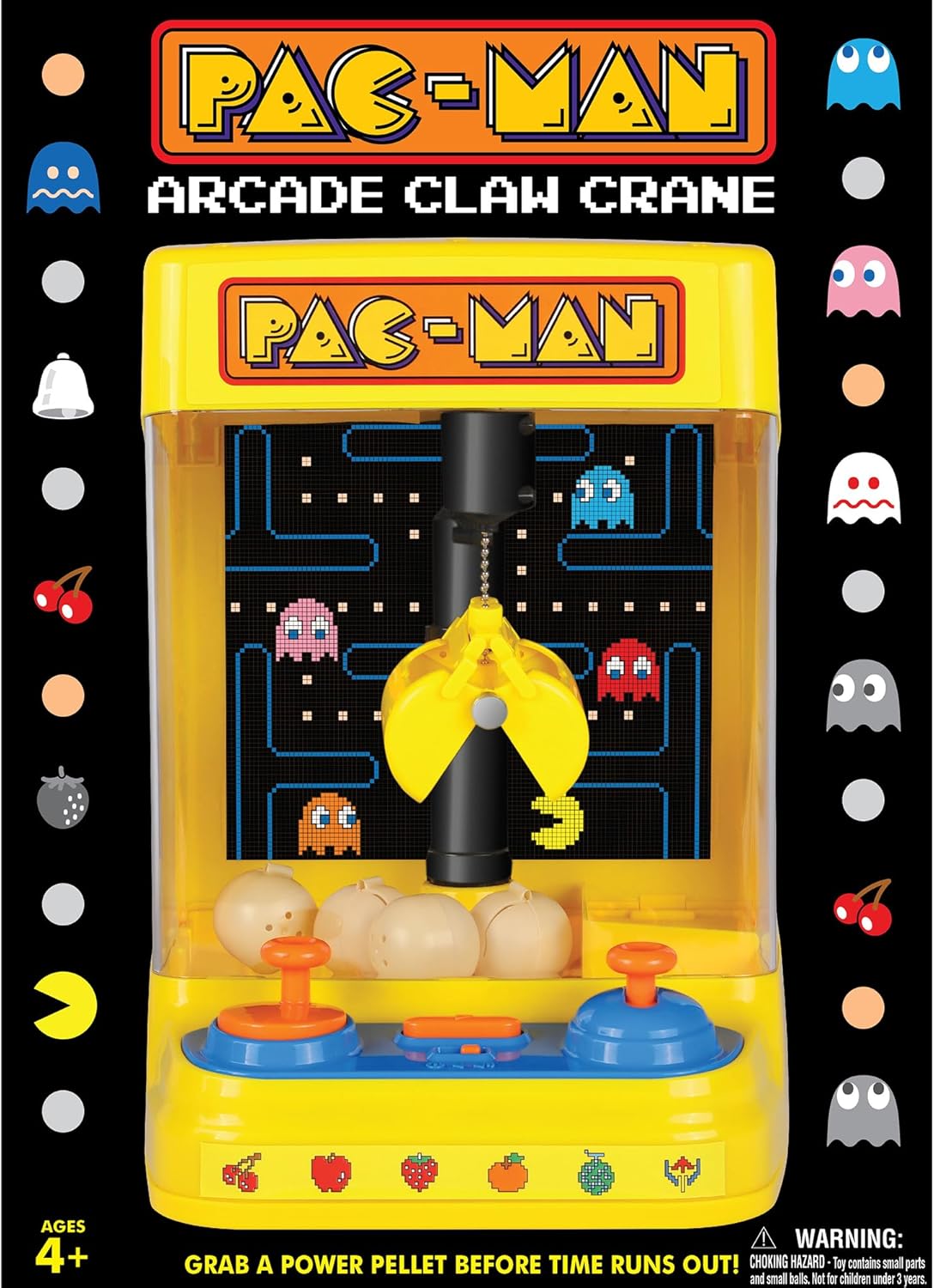 Pac-Man: Arcade Claw Crane - Core Series, Lights-Sounds Tabletop Game, Dual Joystick, Fill Pellets with Prizes, Licensed Collectible Toy, Adult-Kid 4+