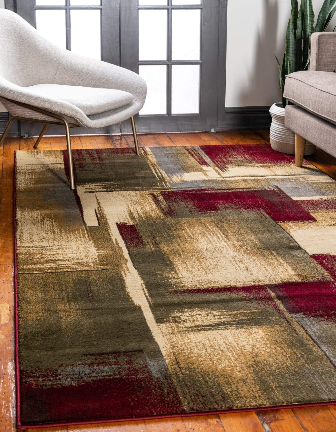Unique Loom Barista Collection Area Rug - Timor (5' 1" x 8' Rectangle, Multi/ Red)