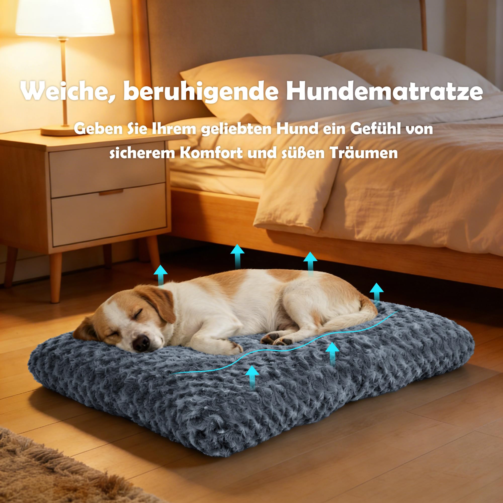 Homaxy Cuccia per cani di taglia grande, soffice materassino ergonomico per cani lavabile cucce con base antiscivolo per cani di taglia grande, 89x59x8cm, grigio scuro