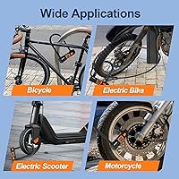 Vista 7 de Candados para bicicleta, antirrobo, combinación de 4 dígitos, combinación reiniciable de 4 dígitos, cerradura grande en forma de U con cable