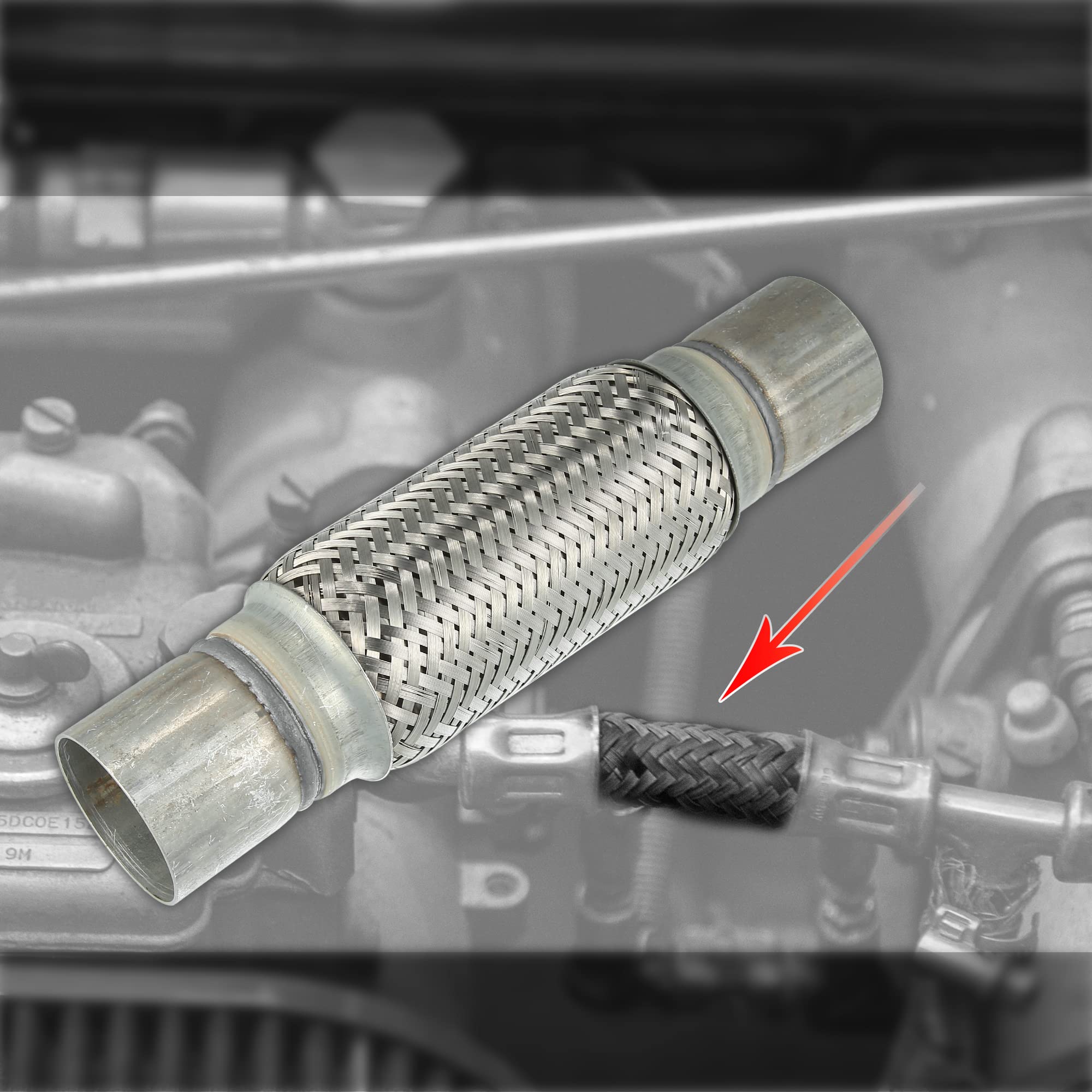 X AUTOHAUX Tubo Flexible De Escape Plateado 1pc Para Coche Acero Inoxidable | Color Plateado, Material Acero Inoxidable, Funcion Aislar Ruido Y Aliviar Vibracion, Trenza Interna, Fuelle Interno