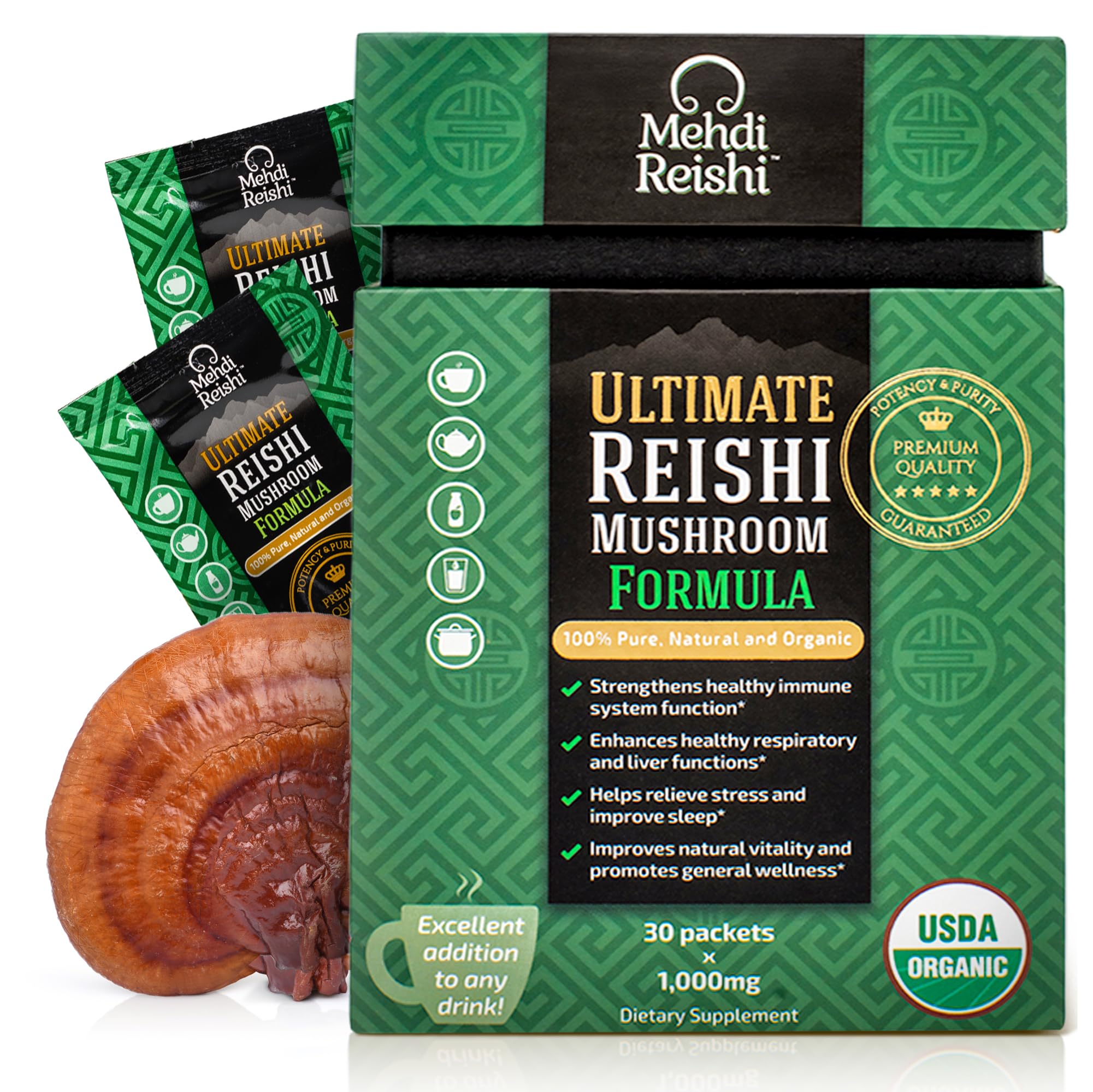 Ultimate Reishi Mushroom Formula – 30 Servings –100% Pure, Premium and Organic Reishi Extract and Spores Powder - Ganoderma Lucidum, Lingzhi - High Potency Powder (30 Grams)