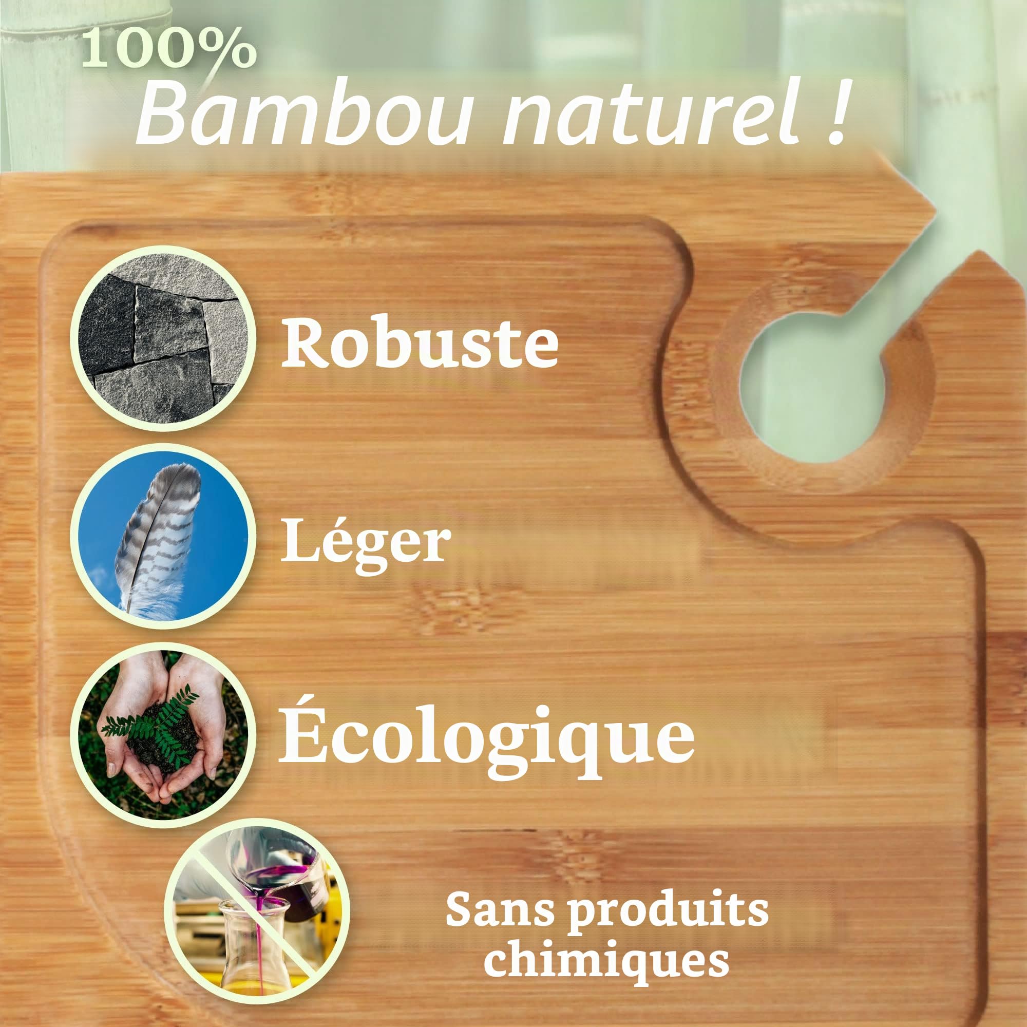 BambooMN Lot de 4 assiettes à apéritif en bambou de 17,8 x 15 cm avec support pour verre à vin
