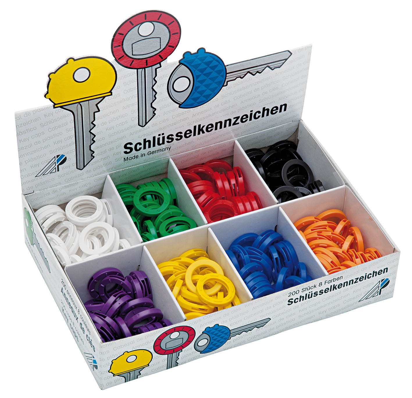 Wedo 2628008 24 mm Key Identity Ring - Multi-Colour (Pack of 200)