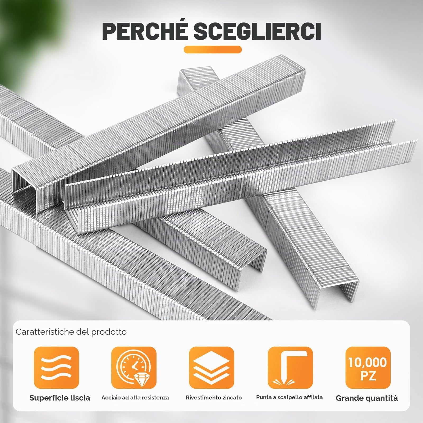 KIMSING Punti per tappezzeria zincati a corona da 12,8 mm, calibro 21, 1/2" (12,8 mm), serie 80, lunghezza della gamba (10 mm), graffette per pinzatrice pneumatica | Zincate anticorrosione, superficie liscia meno inceppamenti, per serie 80 pinzatrici pneu