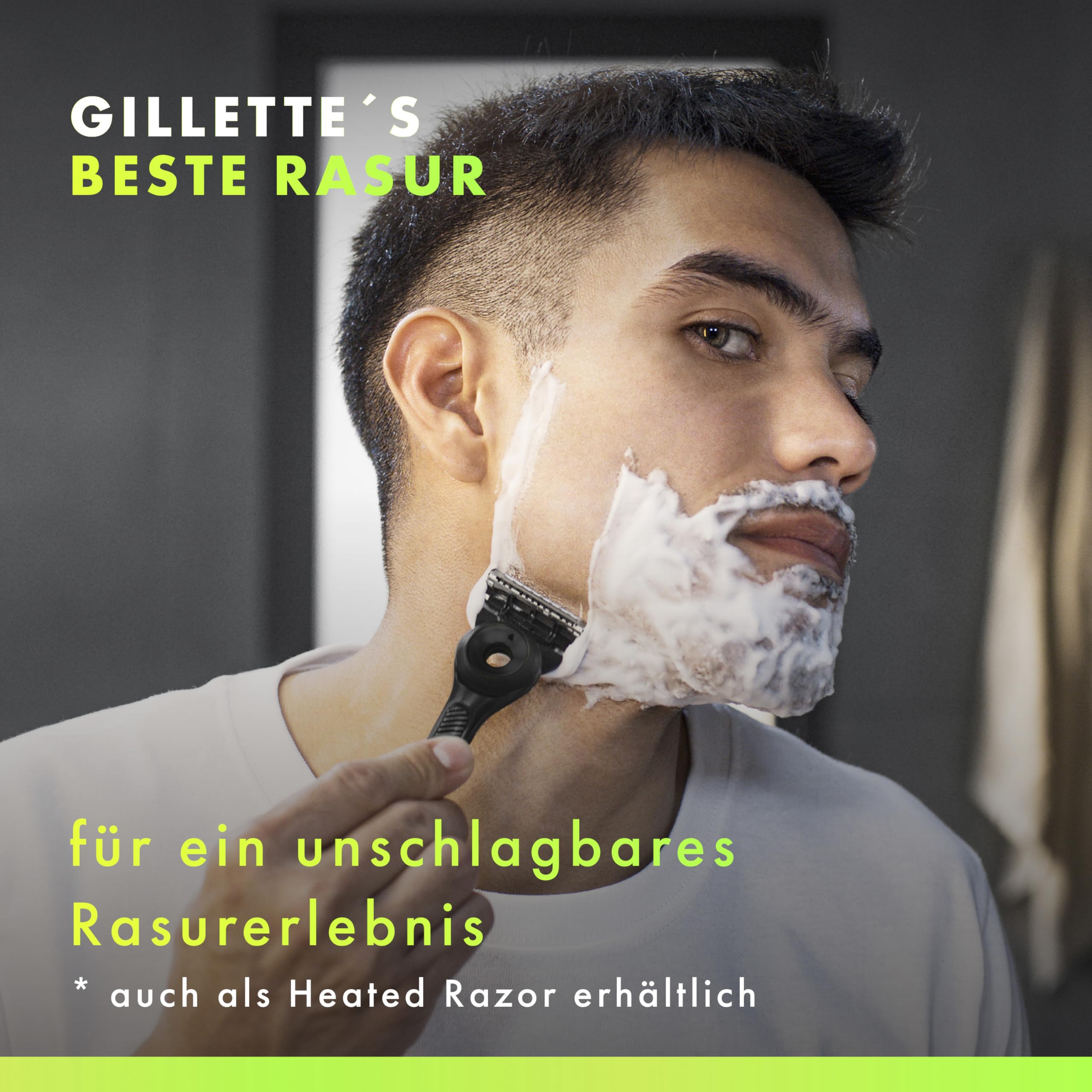 Gillette Labs Rasierer Herren Nass, UEFA Champions League Special Edition — Inkl. 1 Nassrasierer, 1 Ersatzklinge, 1 Handstück mit Wandhalterung für Einfache Lagerung und Rasiergel 198ml