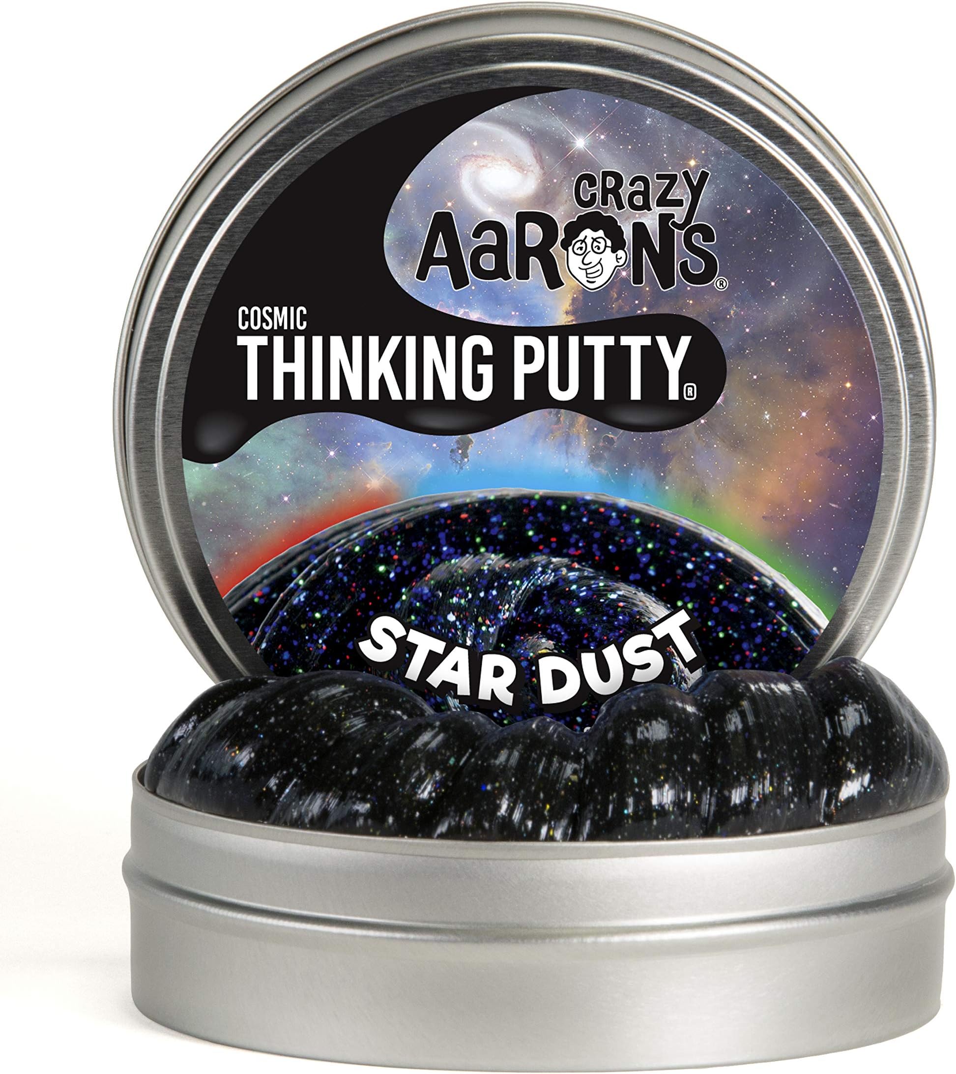Crazy Aaron's Thinking Putty 4" Tin - Cosmic Star Dust - Multi-Color Sparkle Glow Putty, Soft Texture - Never Dries Out