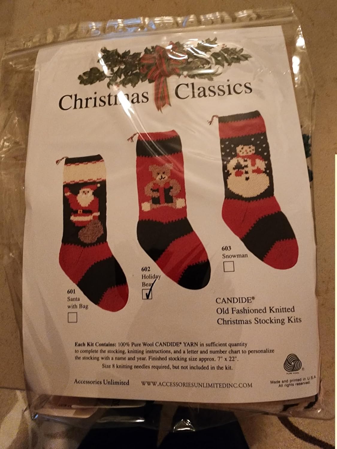 Christmas Stocking Knitting Kit - Holiday Bear