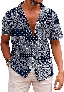 KYKU Men's Casual Button-Down Shirts Hawaiian Shirt Short Sleeve Beach Clothes with Pockets