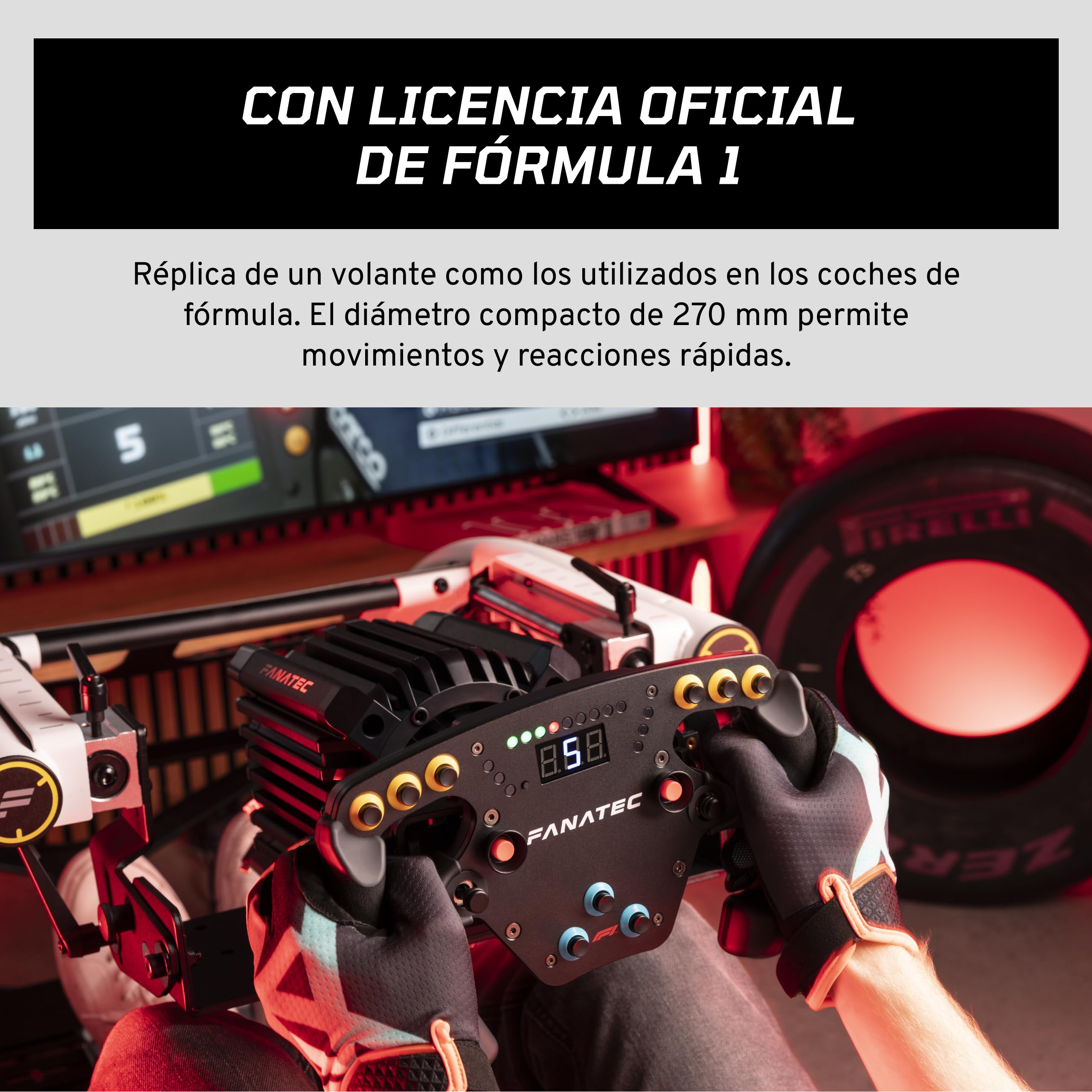 Fanatec Sim Racing ClubSport F1 Esports V2 Volante – Producto con Licencia Oficial de Fórmula 1™, Empuñaduras de Alcantara, Pantalla LED, levas Magnéticas, Motores de Vibración Integrados – PC
