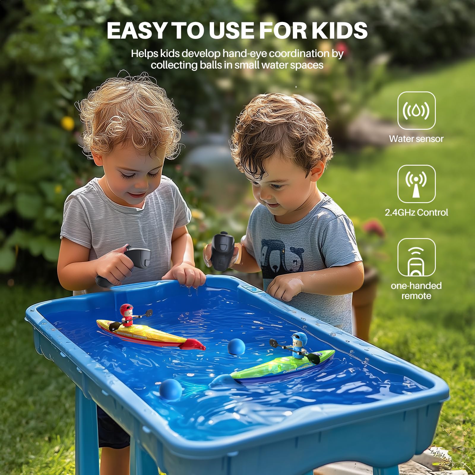 SYMA RC Boats 2 Pack for Kids 8-12, Remote Control Kayaks with 3 Magnetic Balls, 40 Mins Playtime (1 Battery), LED Lights, Perfect Water Toys for Pool, Water Table and Bathtub