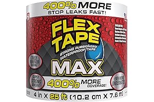 MAX, 4 in x 25 ft, White, Original Thick Flexible Rubberized Waterproof Tape