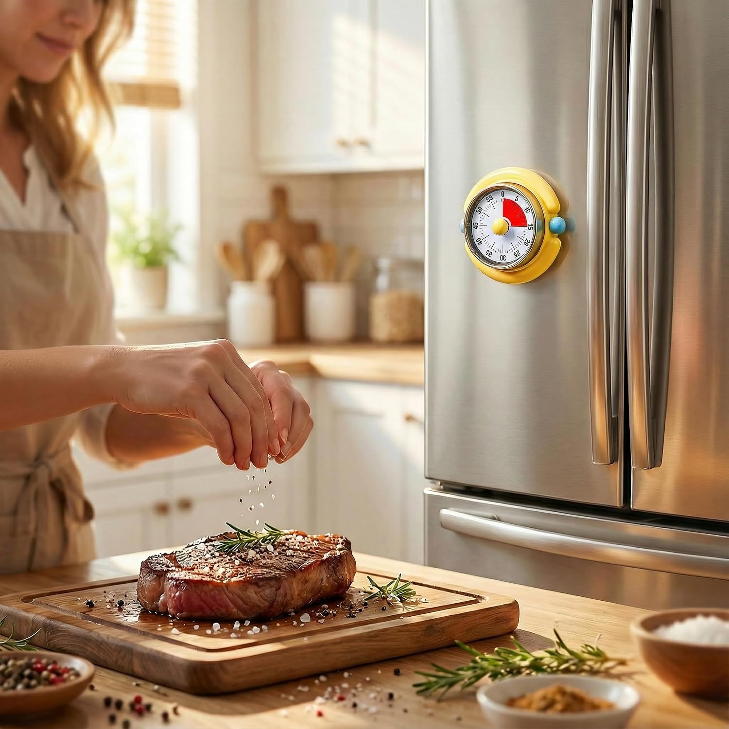 Visual Timer, Cute Magnetic Mechanical Kitchen Timer for Cooking, No Batteries Required, 60-Minute Countdown Clock for Study, Classroom, Baking, Yoga, Pomodoro - Loud Alarm