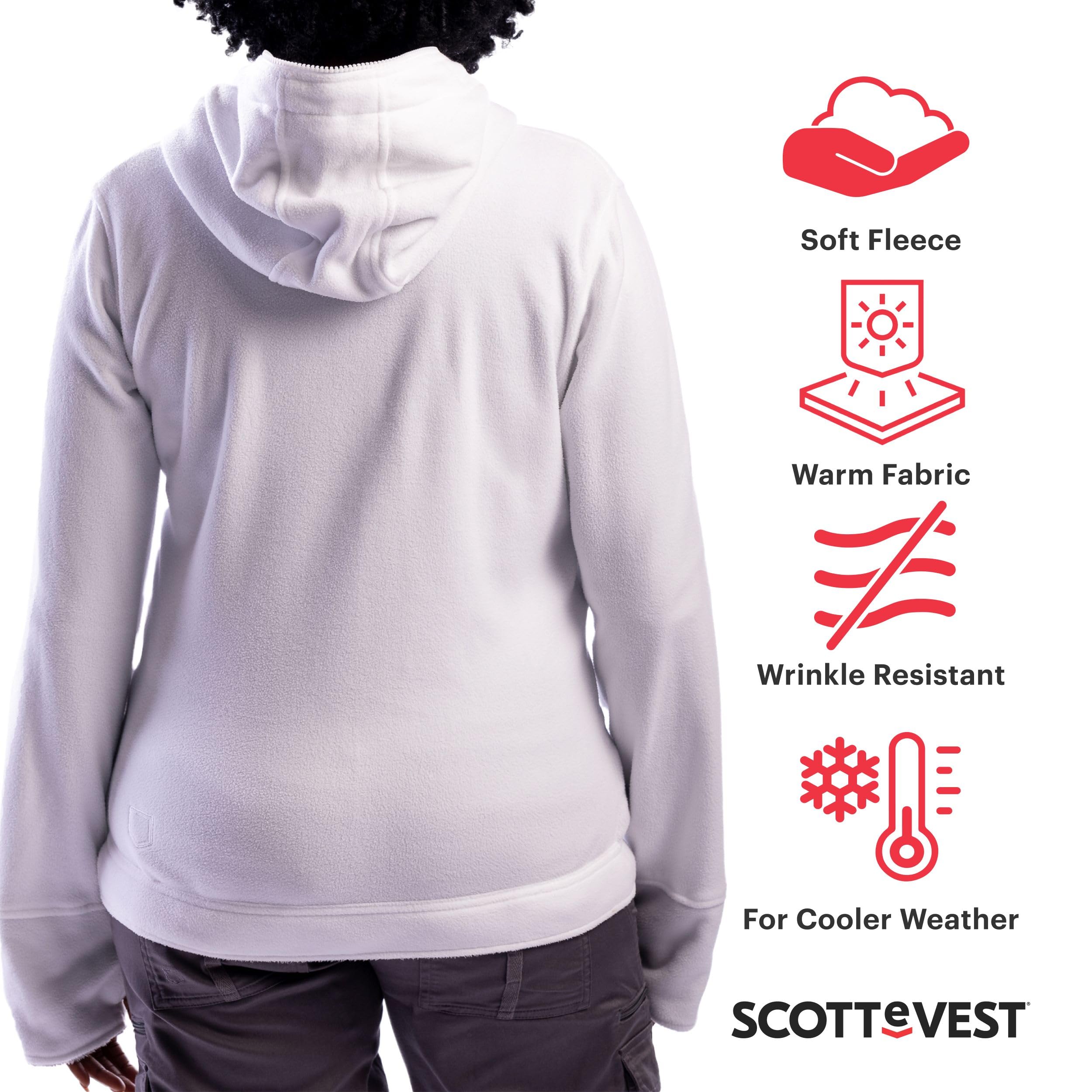 SCOTTeVEST Chloe Hoodie for Women 14 Pockets Warm Fleece for Travel | Soft Fleece Travel Hoodie with Zip-Up Styling Wrinkle-Resistant Fabric Warm Comfort Versatile Wear and Secure Storage product thumbnail 4