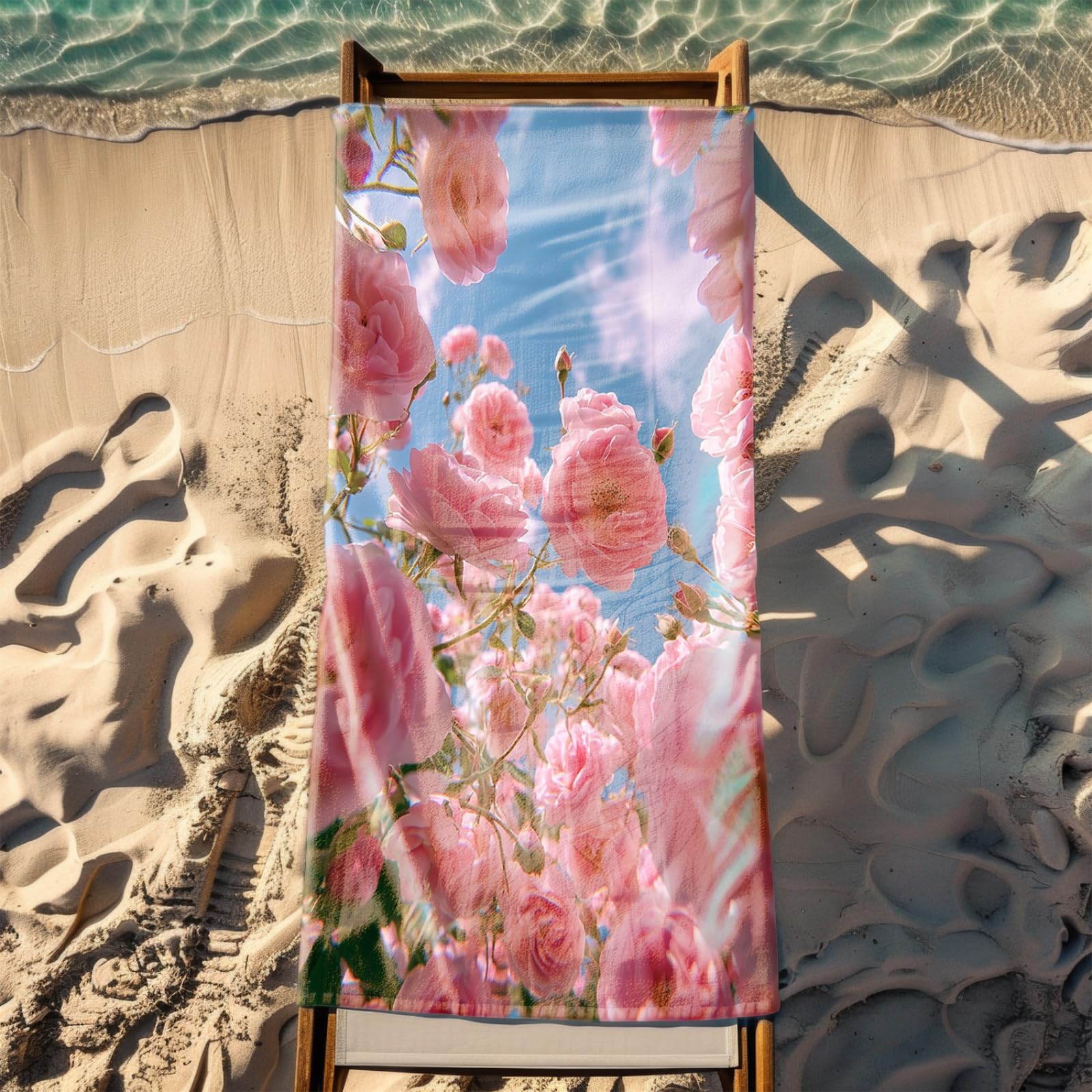 Genérico Toalla Playa 90X180 Flor Rosa