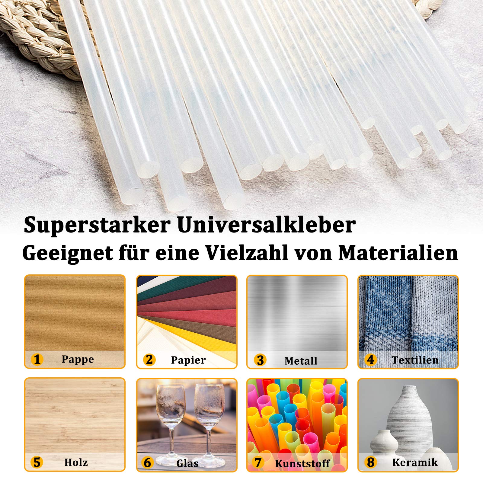 LARS360 12Kg Heißkleber Klebesticks Heissklebestifte Klebestifte Heißklebepatronen Universal (11 mm x 200 mm)