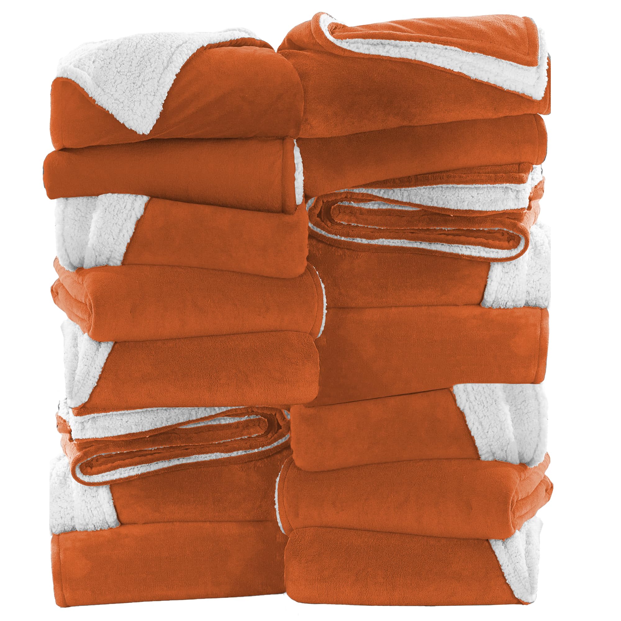 IR Imperial Rooms Rust Sherpa Fleece Throw Blanket for Bed Wholesale Bulk  Pack of 16 Sherpa Blankets Soft Fluffy Throw Blankets for Hotels, Guest