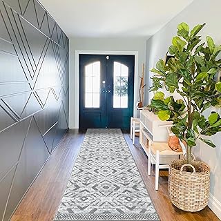 KILOCOCO Hallway Runner Rug 2.6'x10' Washable Rug Moroccan Runner Rug Non Slip Entryway Rug Indoor Long Floor Rug for Bedr...