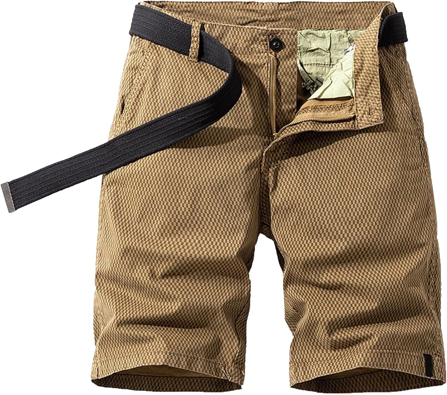 Men's Cargo Solid Zipepr Trunk Multi Pockets Cotton Work Shorts Lightweight Outdoor Workout Hiking Short Pant