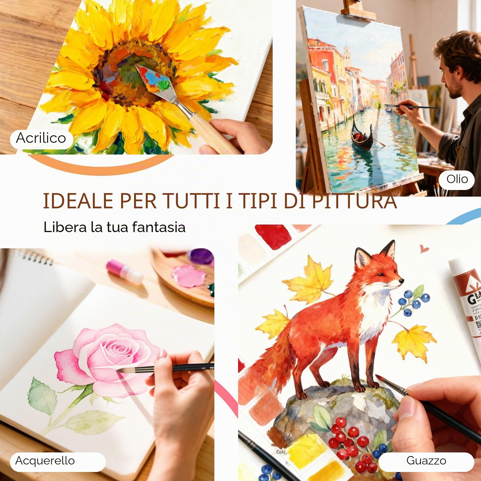 Nicpro 24 Pezzi Pennelli per Dipingere, Set Pennelli Pittura per Artisti Professionisti, Pennelli Acquerello per Acrilico, Olio Pittura, Vieni con Rotolo di Tela e Spatola（Nero）