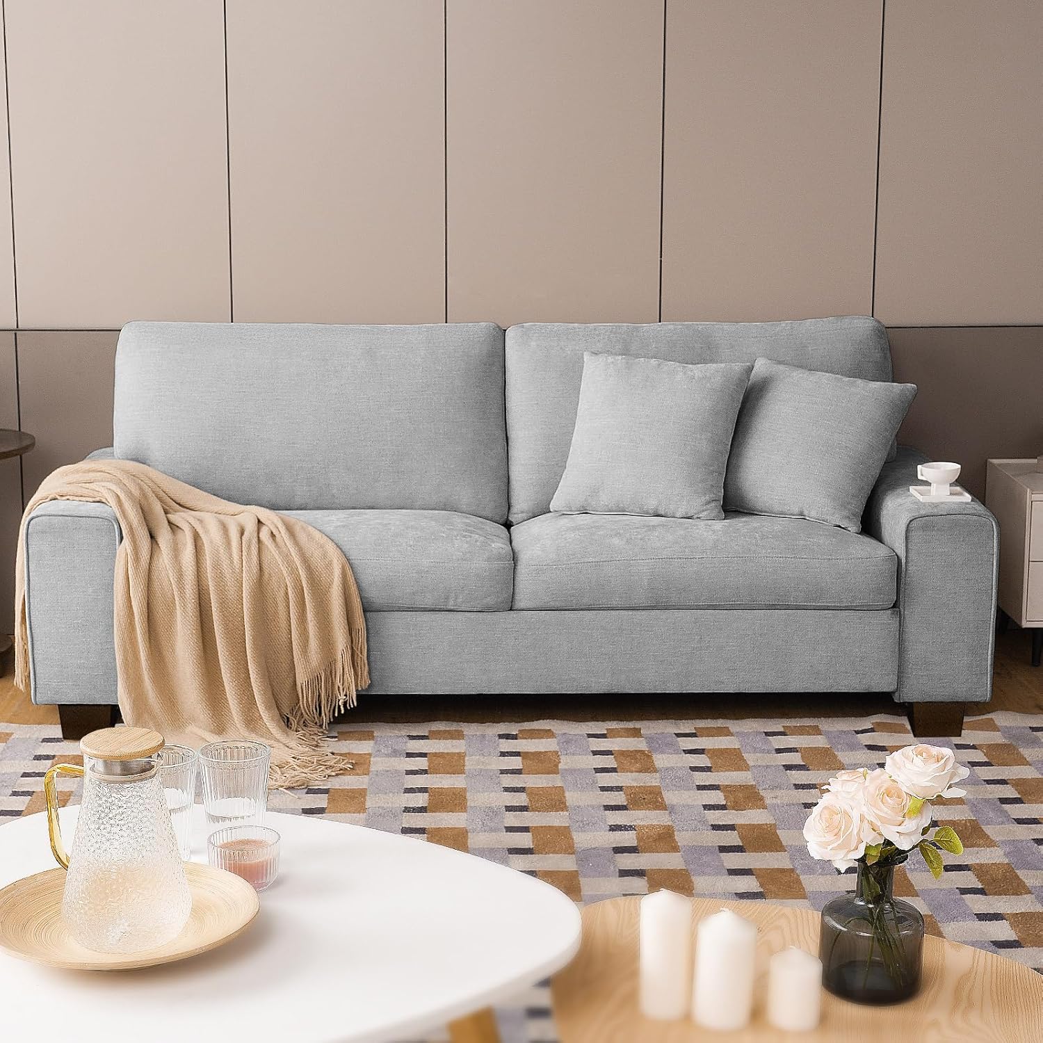Modern Light Gray Loveseat Sofa