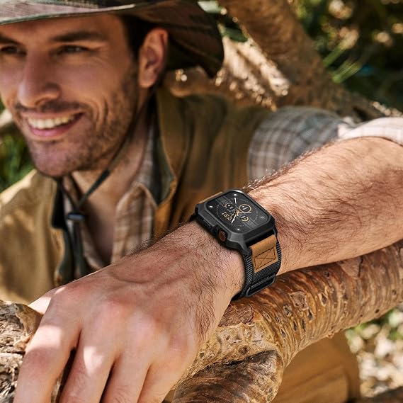 Bundle of the Rugged Nylon Apple Watch Band (Apricot grey/Black)