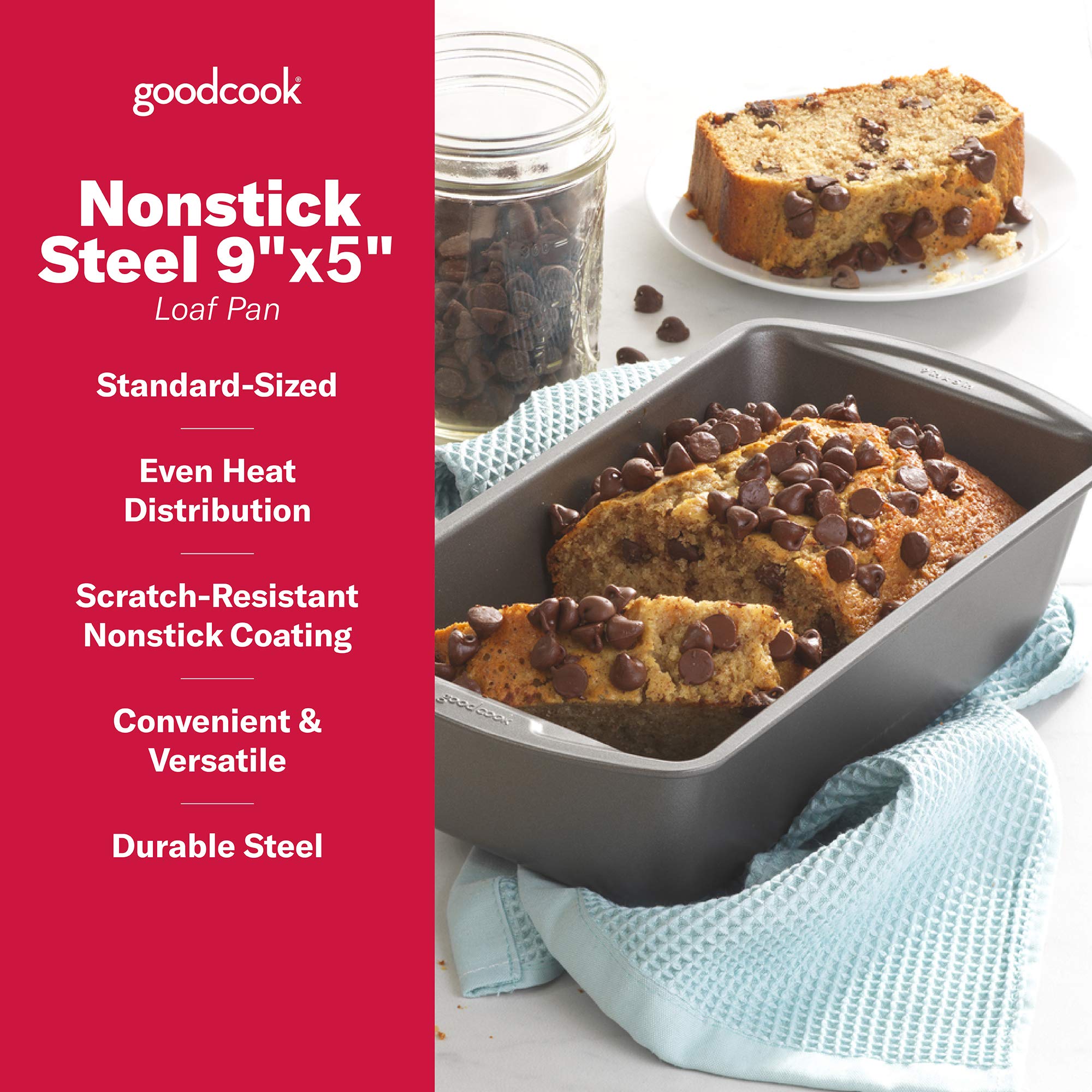 Good Cook Set of 2 Nonstick Steel Loaf Pans, Standard-Sized 9