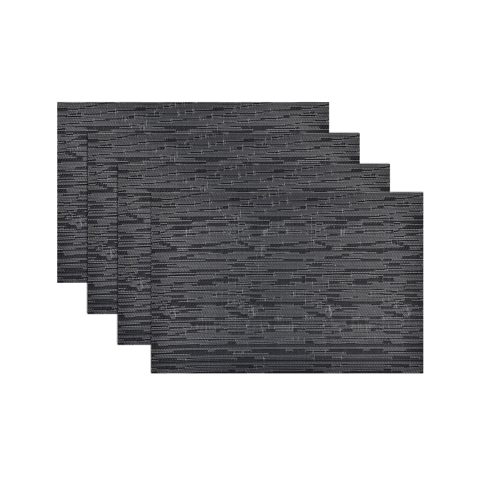 Set of 4 Place Mats 45 x 30cm Rectangle Wipe Clean Tableware - Black/Silver