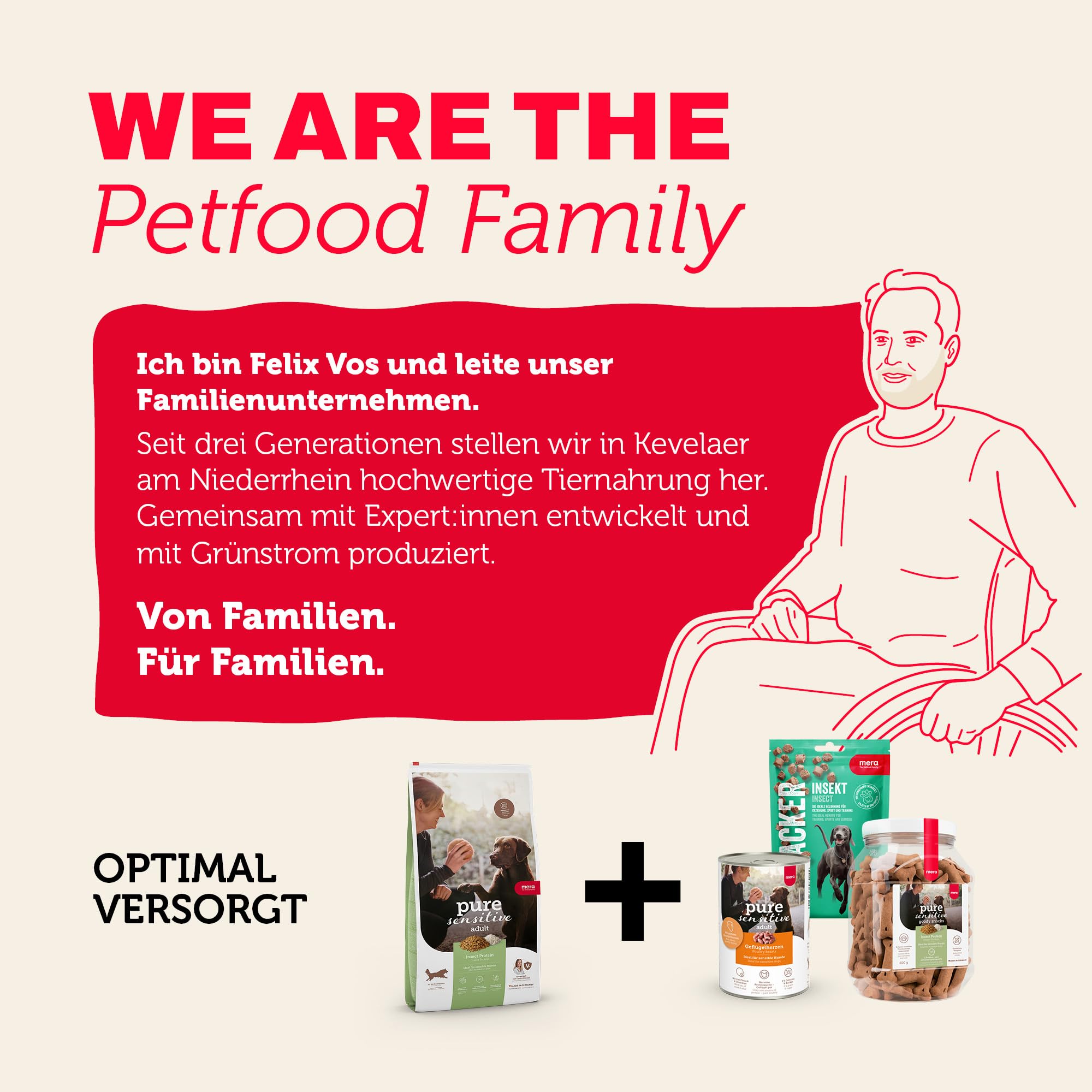 mera Pure Sensitive Insect Protein Hundefutter Trockenfutter, mit Insektenprotein für Sensible Hunde, leicht verdaulich & nachhaltige Proteinquelle, getreidefrei (12,5kg)