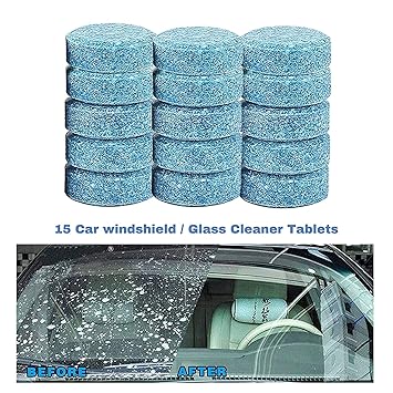 KIDINGTON Car Cleaning Windshield Washer Tablet/Windshield Cleaning Tablet/Car Glass Cleaner Tablet/Pack of (15)