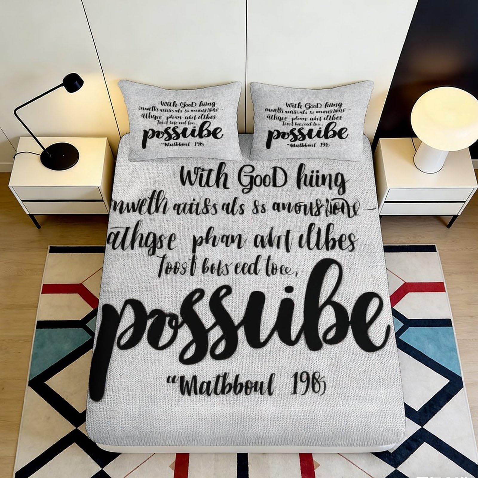 Jqzkxnhpbr Style-5 3D Printed Inspirational Quote Fitted Sheet Microfiber Soft Artistic Bed Cover For Bedroom Guest Room Decor 90X200x25cm