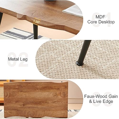 Miniatura 5 de NORDICANA Juego de mesa de comedor de 5 piezas, mesa de cocina rectangular irregular moderna de 47 pulgadas y 4 sillas laterales de tapicería de