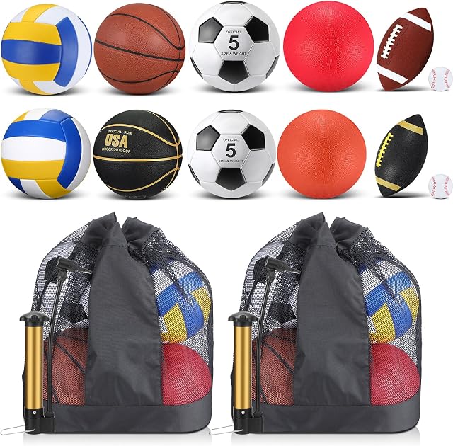 Deekin 12 Pcs Assorted Sport Ball Set for Youth Adult