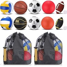 Deekin 12 Pcs Assorted Sport Ball Set for Youth Adult | Official Size Basketball Football Volleyball Soccer Baseball Playground Ball with Bag and Pump Gifts