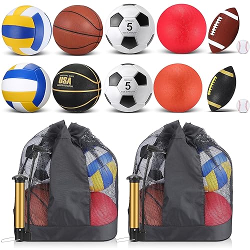Deekin 12 Pcs Assorted Sport Ball Set for Youth Adult