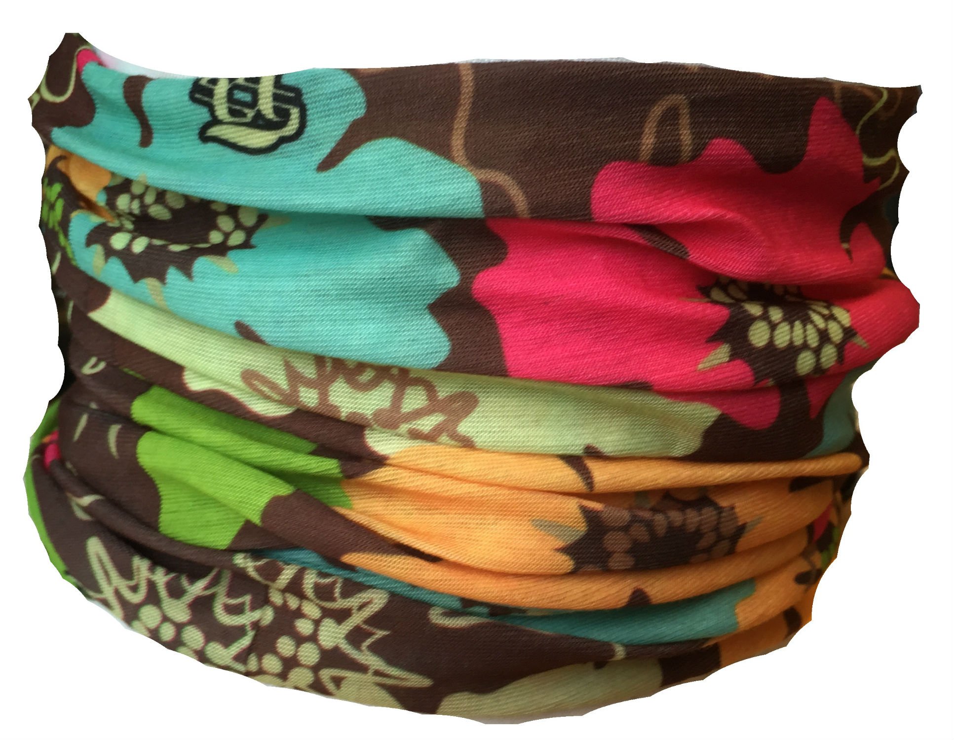 MONOGRAM Multifunction Neckwarmer, Snood, Hat, Scarf and Hood with a mixed flowers print