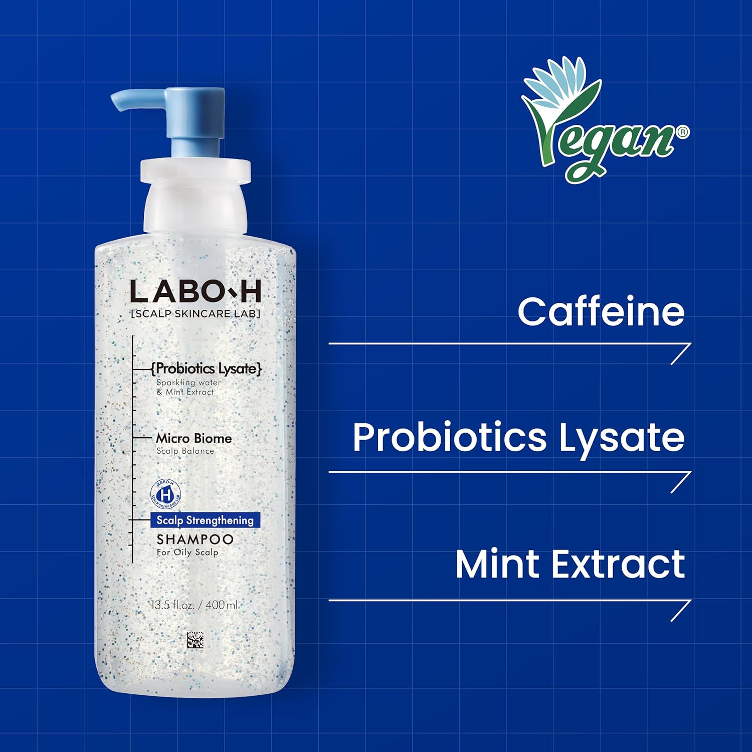 LABO.H No Sebum Shampoo | Korean Scalp Care, Instant Cooling | for Oily Scalp Exfoliator, Soothing | Korean Shampoo for Hair Loss with Rosemary and Caffeine 13.5 Fl. oz.