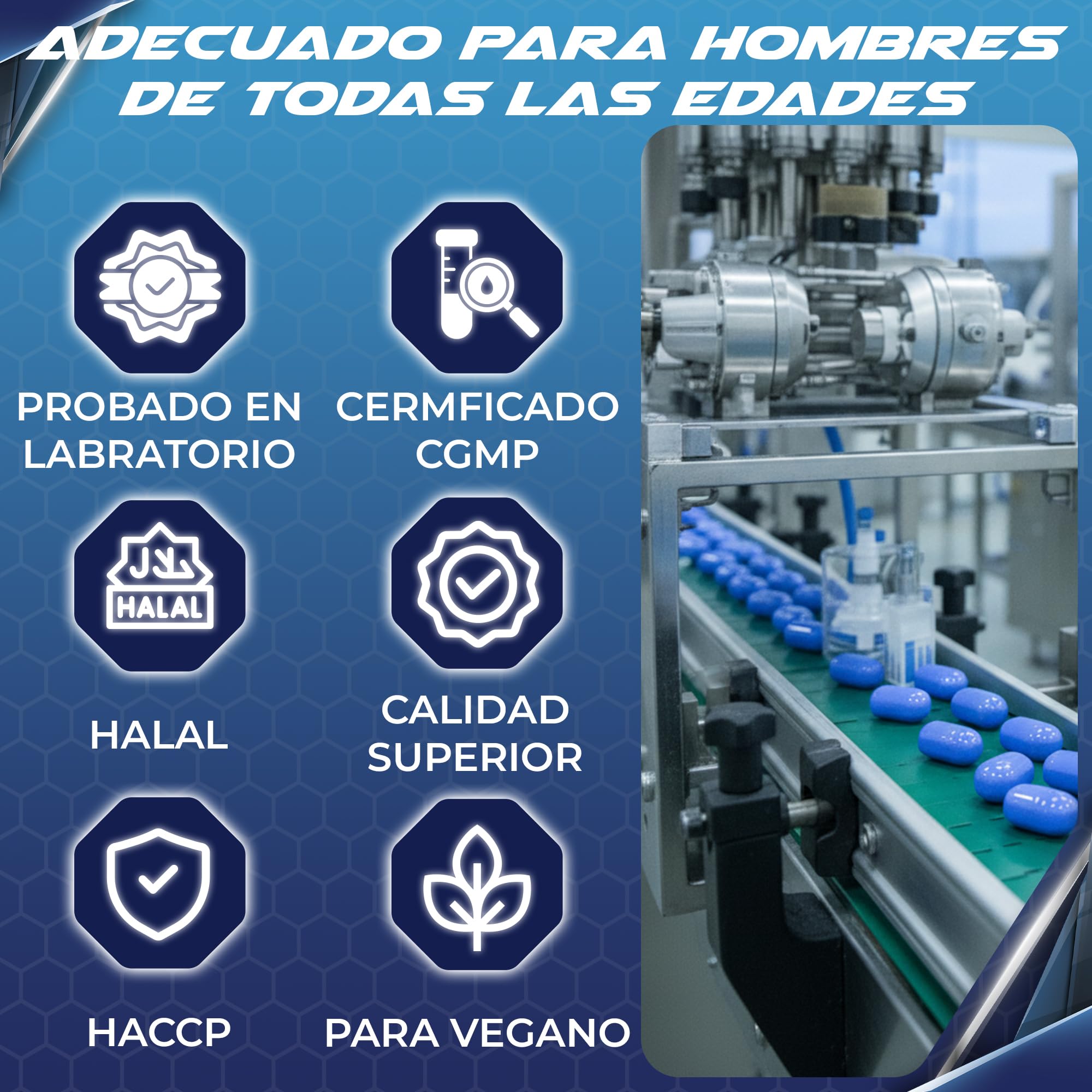 Cápsulas para mejorar el rendimiento masculino y liberar la fuerza interior, efecto duradero, tabletas azules para hombres, promueve la resistencia, la energía y la vitalidad, 10 cápsulas.