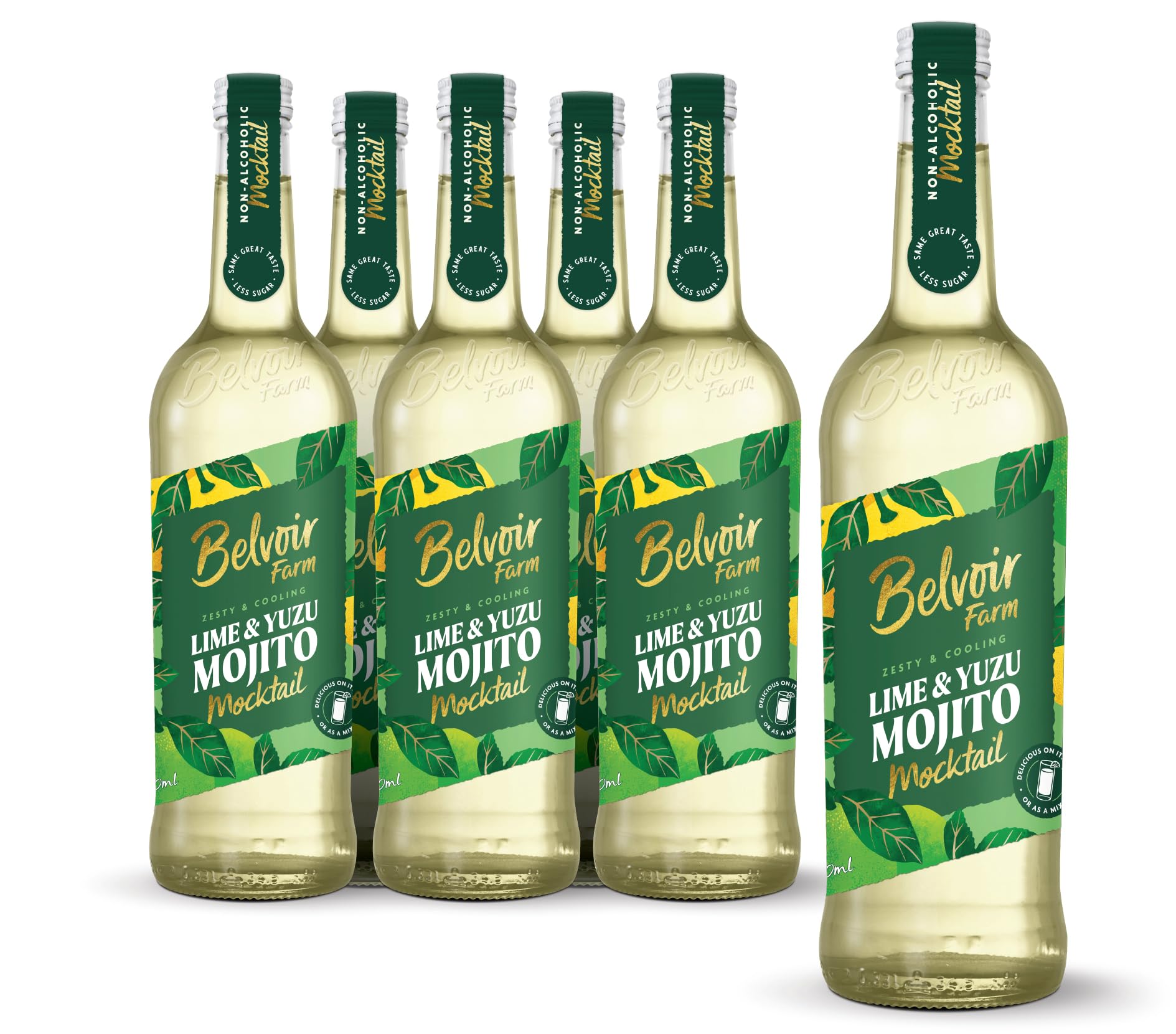 Belvoir Farm Non-Alcoholic Lime & Yuzu Mojito - Freshly Squeezed Lime Juice & Mint, No Artificial Ingredients, Sweeteners or Preservatives, Gluten Free, Vegan 6 x 750ml