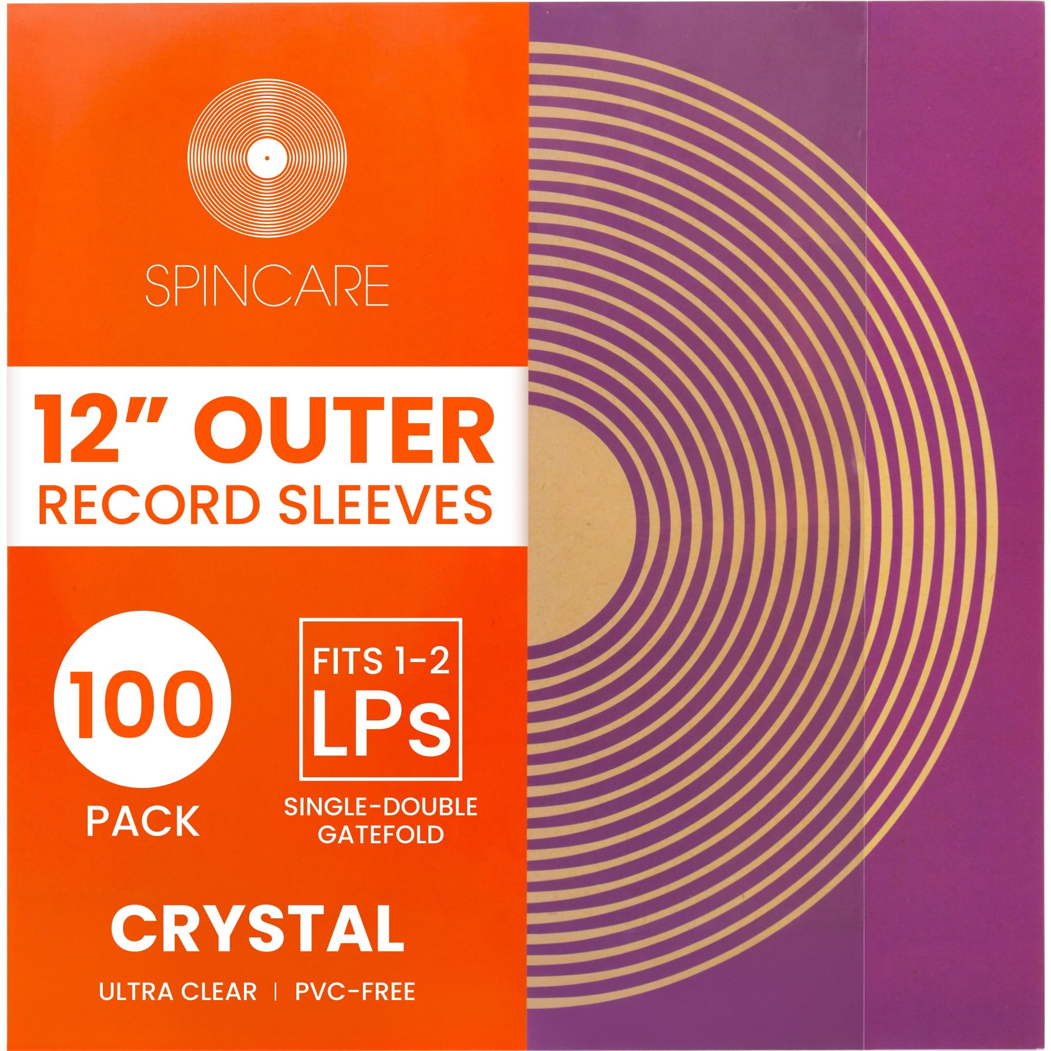 100x 12” Standard Vinyl LP Schallplatten Hüllen | Crystal Superklares Polypropylen Hüllen | Passen Für Single Doppel- Und Dreifachalben Und Lps | Säurefreie Plastikschutzhüllen