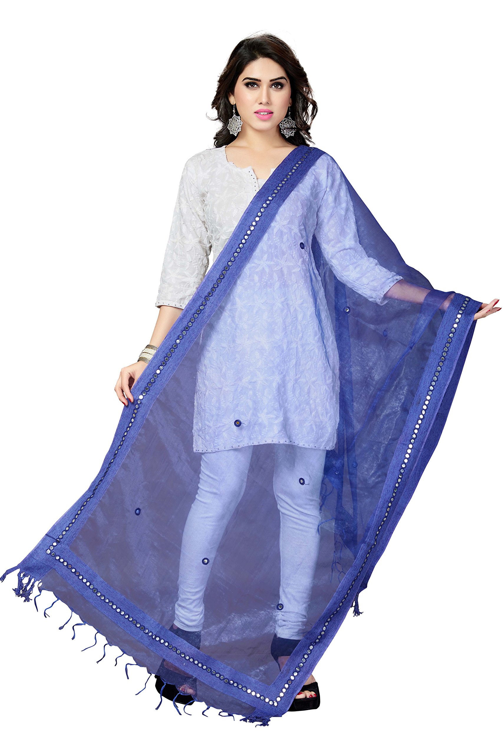Rani Saahiba Women's Art Silk Dupatta (Skrdd1405, Royal Blue)