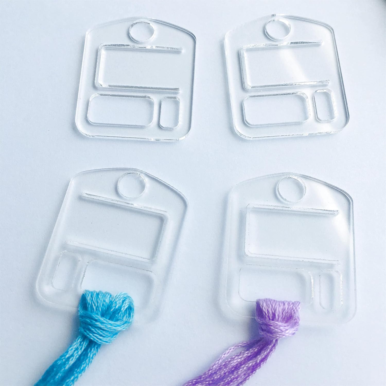 Durable Acrylic Floss Drops, Clear Acrylic Thread Drops, Floss Chips for Embroidery Floss Organization (50 Pieces)