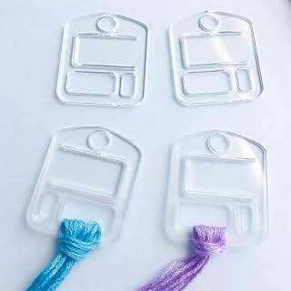 Durable Acrylic Floss Drops, Clear Acrylic Thread Drops, Floss Chips for Embroidery Floss Organization (50 Pieces)