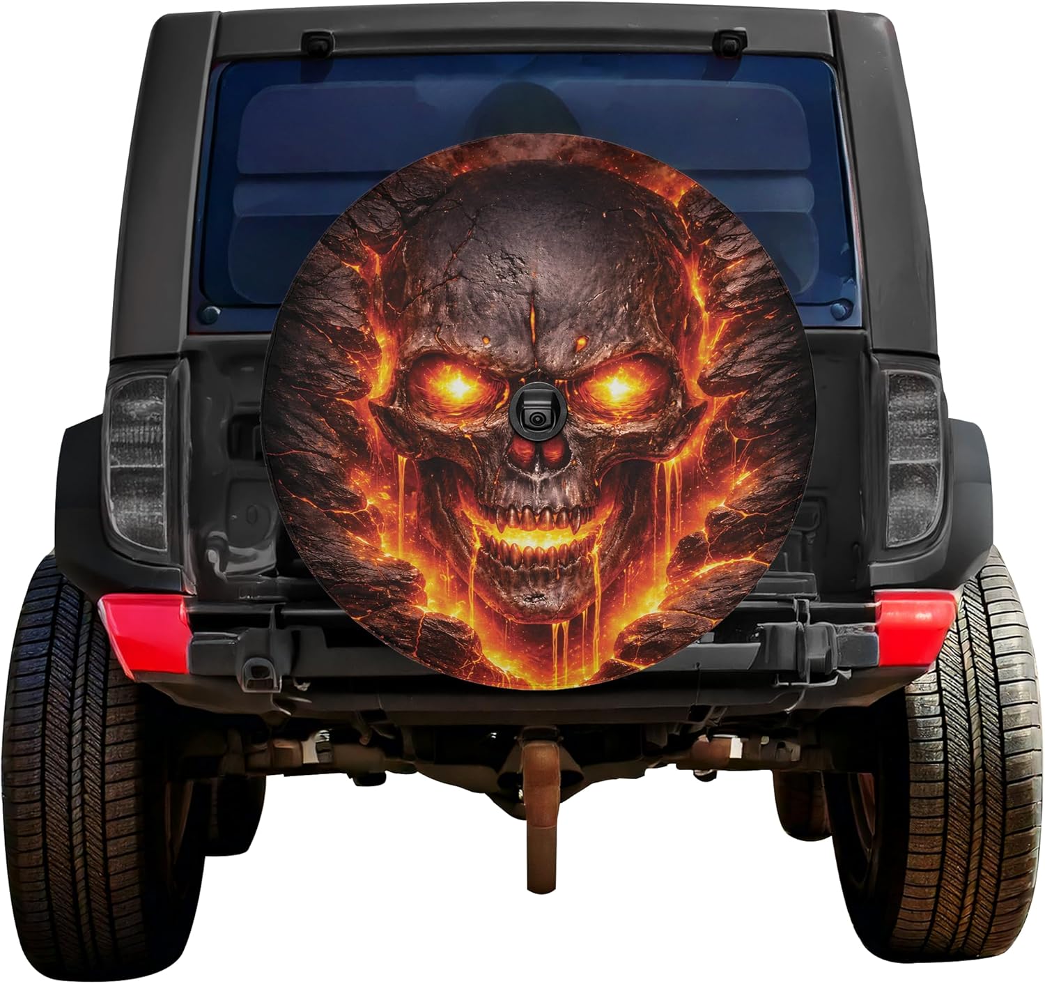 VanLich Shop Skull Spare Tire Cover with/Without Backup Camera Hole – Gothic Skull Design Tire Protector, Skull Themed Spare Cover