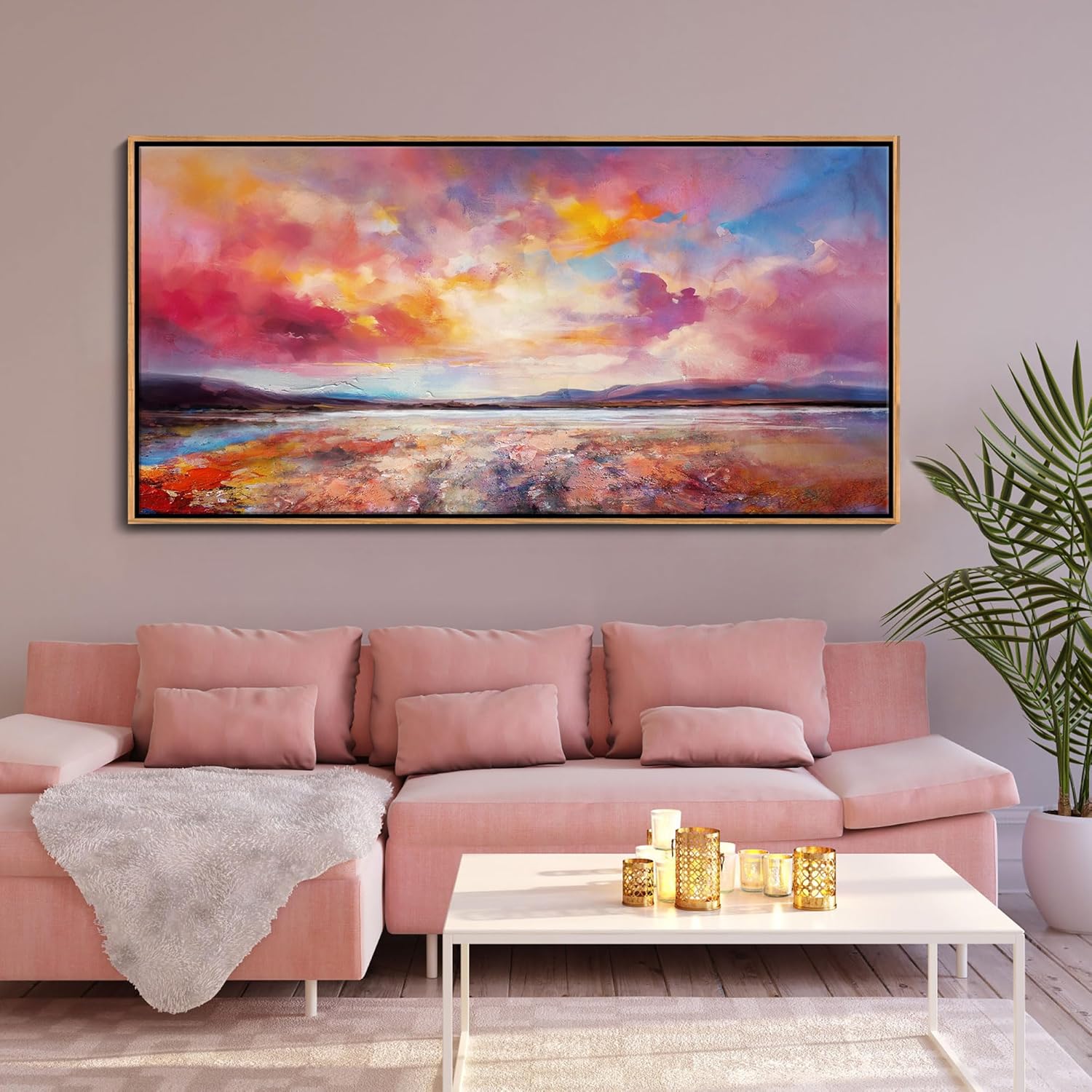 DVQ ART Canvas Wall Art for Living Room Large Size - Coastal Sunset Canvas Prints - Beach Wall Art for Home Decor, Ocean Scenery Picture, Framed Seascape Poster 20"x40" for Bedroom Bathroom Decor