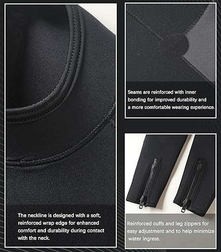 Miniatura 5 de DEHAI Traje de neopreno de 0.197 in para hombre, con capucha, manga larga, cremallera frontal, traje de baño térmico en agua fría, mantiene el calor