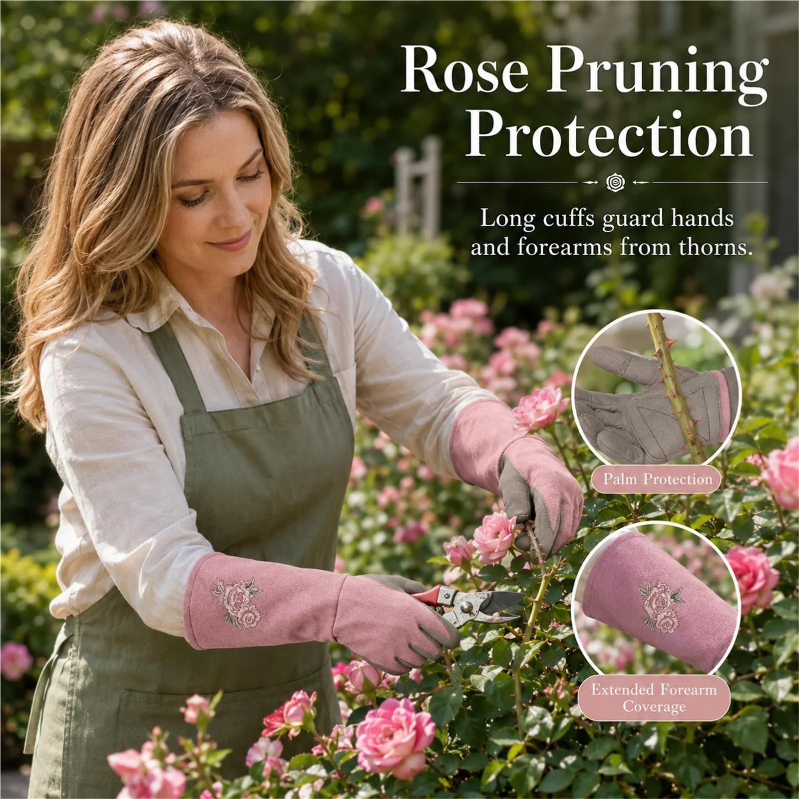 Gartenhandschuhe Damen 1 paar Gartenarbeit Thorn Proof Lange Handschuhe Garten Pflanzen Beschneiden Werkzeug Rasen Hände Protector Wasserdichte Trimmen Handschuh(1pair-green)